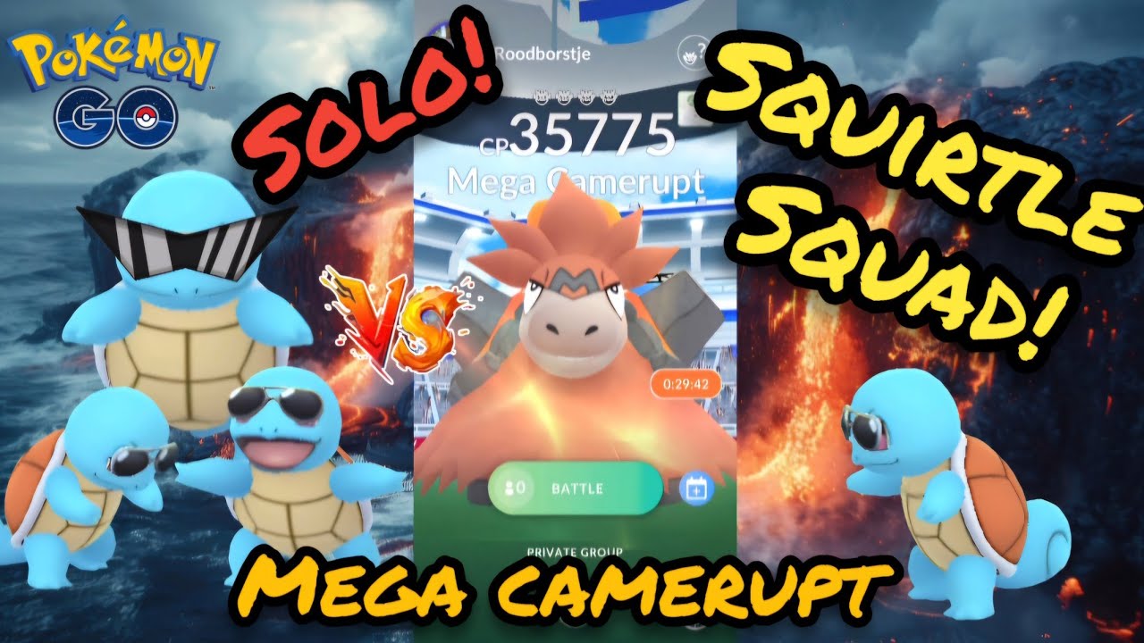 Squirtle Squad Vs SOLO Mega Camerupt! - Pok&eacute;mon Go