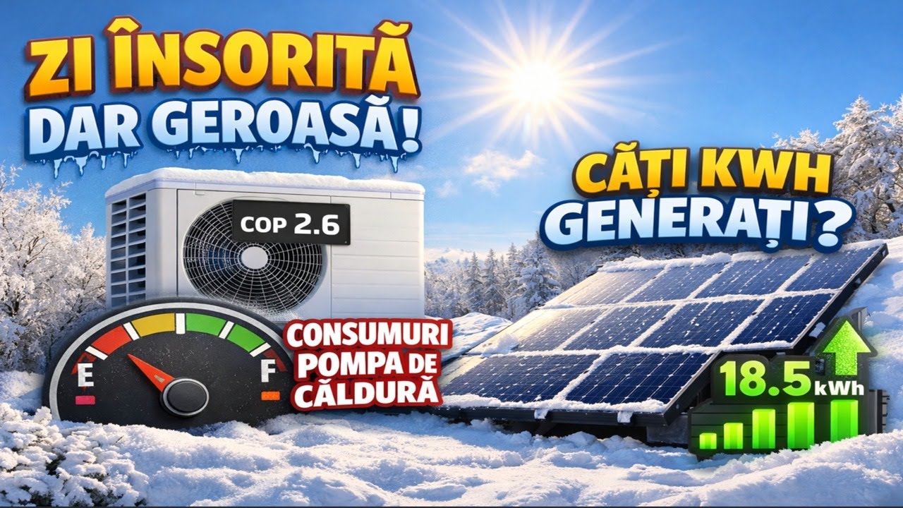[EP1] Consum enorm intr-o zi cu soare, dar ger: câți kWh am produs și cât a mâncat pompa de căldură?