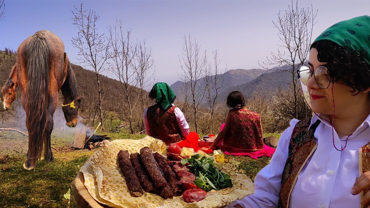 Wood-fired barbecue in the nature of Gilan village,प्रकृति में ग्रील्डprakrti mein greeld