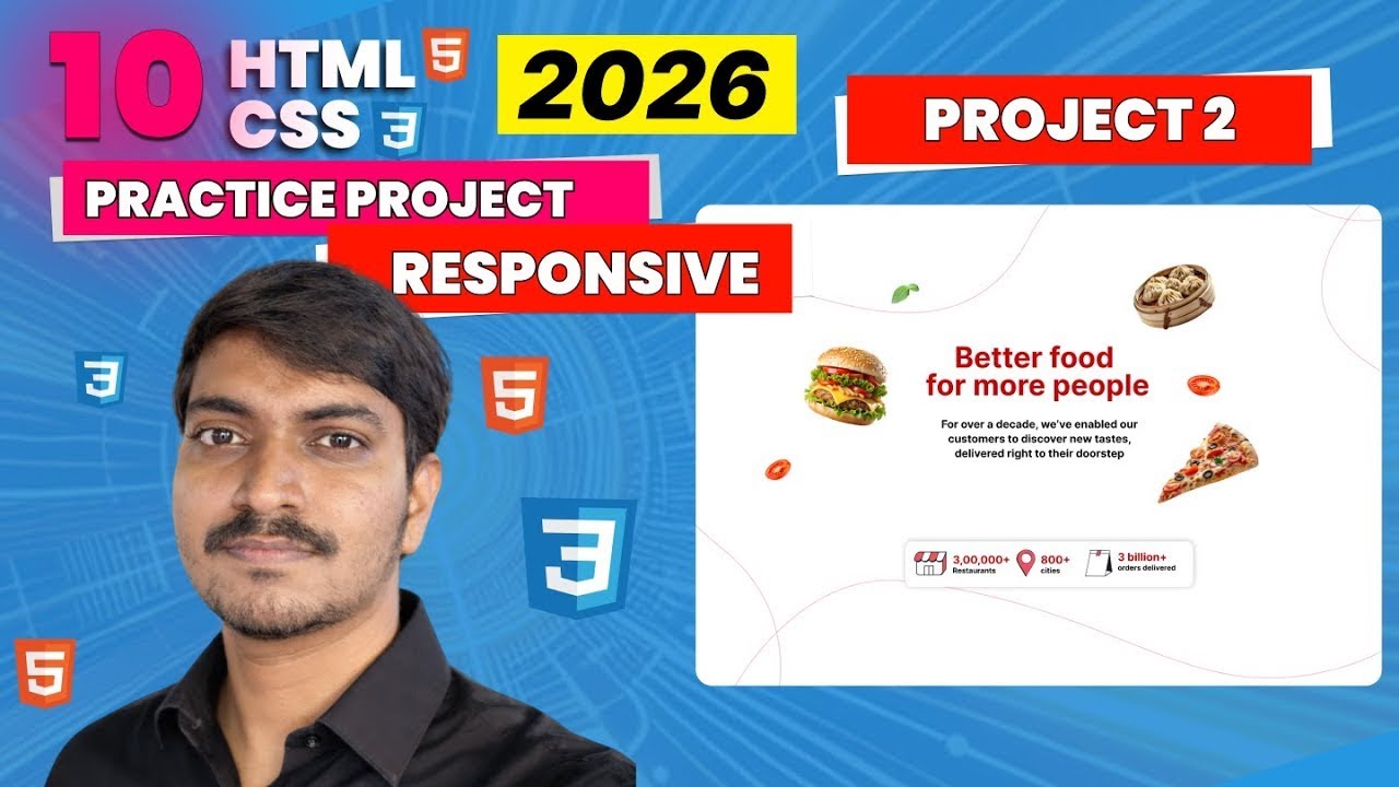 #2 – Food Banner Website Responsive | HTML CSS 10 Practice Projects Responsive Series | 2026