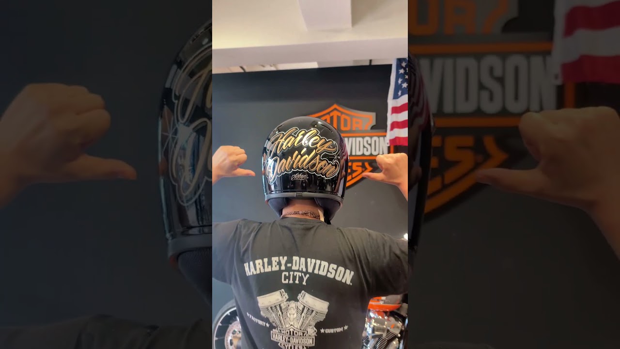 AWESOME ORIGINAL HELMET【Ashen Pinstriping】#harleydavidsonlife#ハーレーダビッドソンシティ川越店#lettering #pinstripe