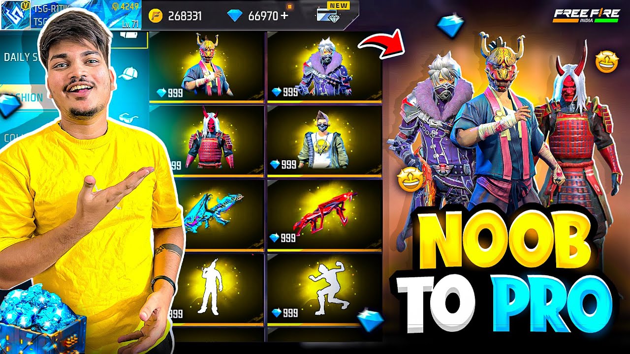 Free Fire Jash Challenged Me To Make This NOOB😩 I’d PRO🤩In 11 Minutes⏰ in 9999💎 -Garena Free Fire