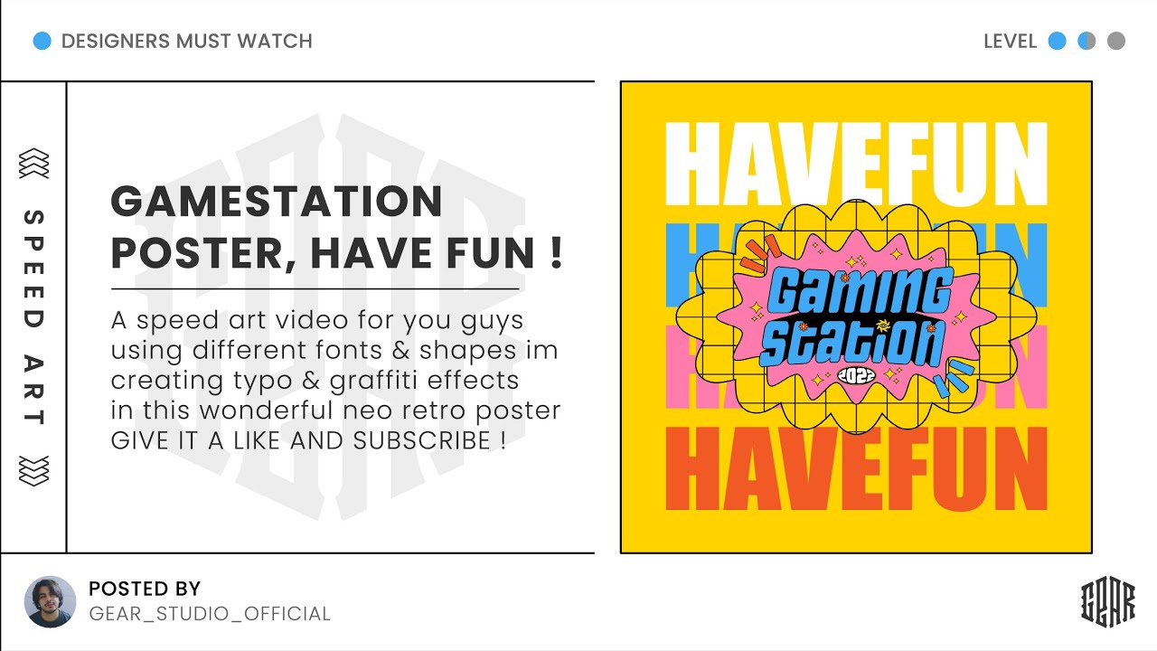 Unique Graphic Typography Design Poster For Game Station