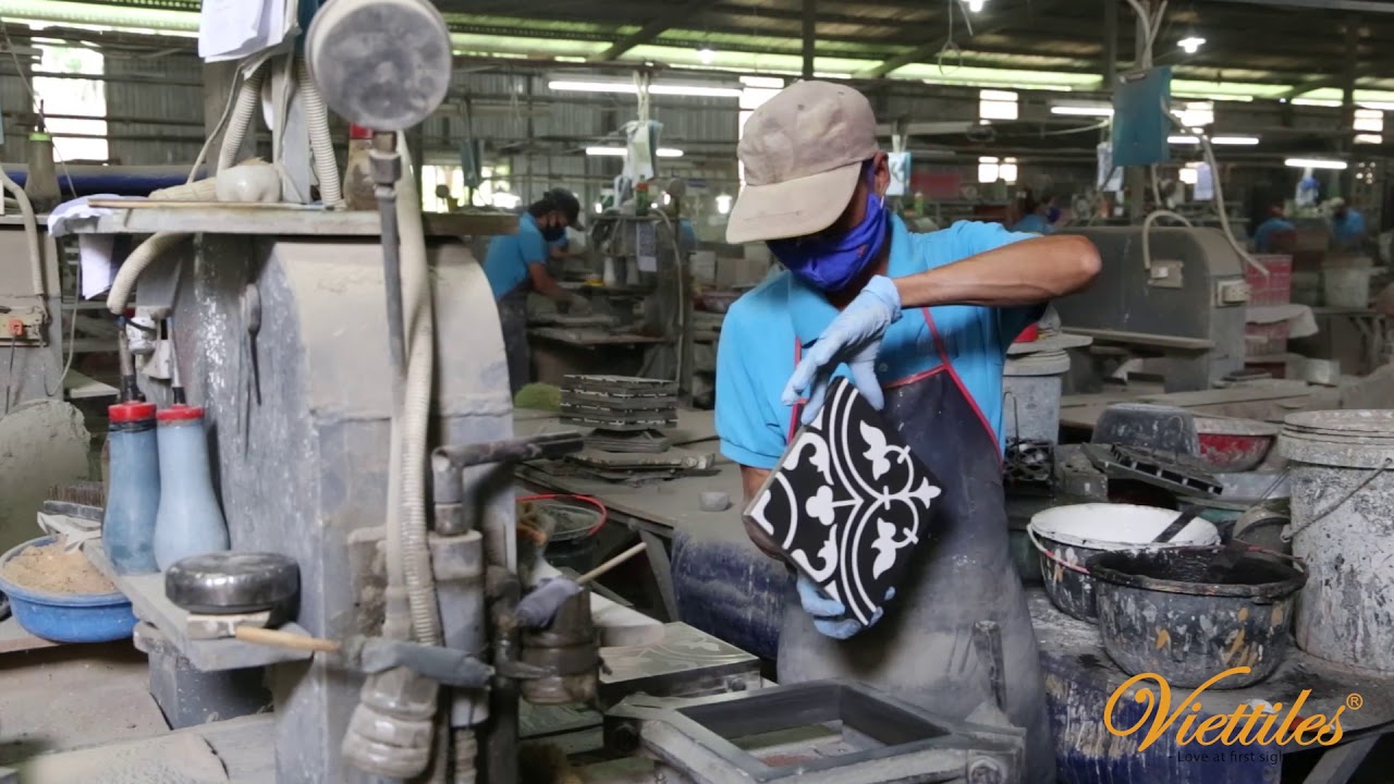 Cement tile production process