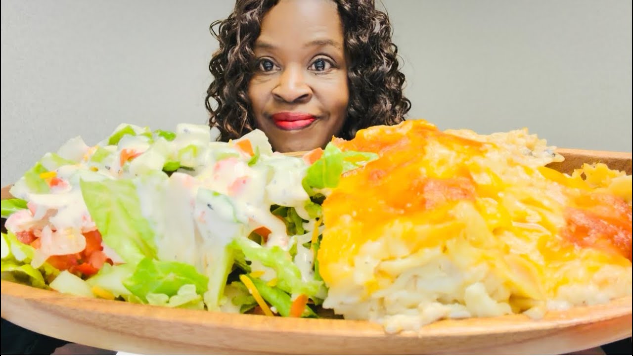 Mukbang 먹방 Homemade Tuna Casserole & Firehouse Sub’s Salad | #mukbang #delicious #tunacasserole