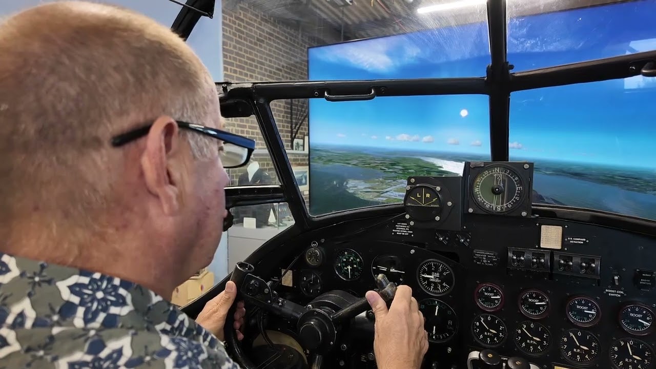 Full Flight from Manston Airport,  in a Lancaster Bomber simulator at the spitfire museum  Kent