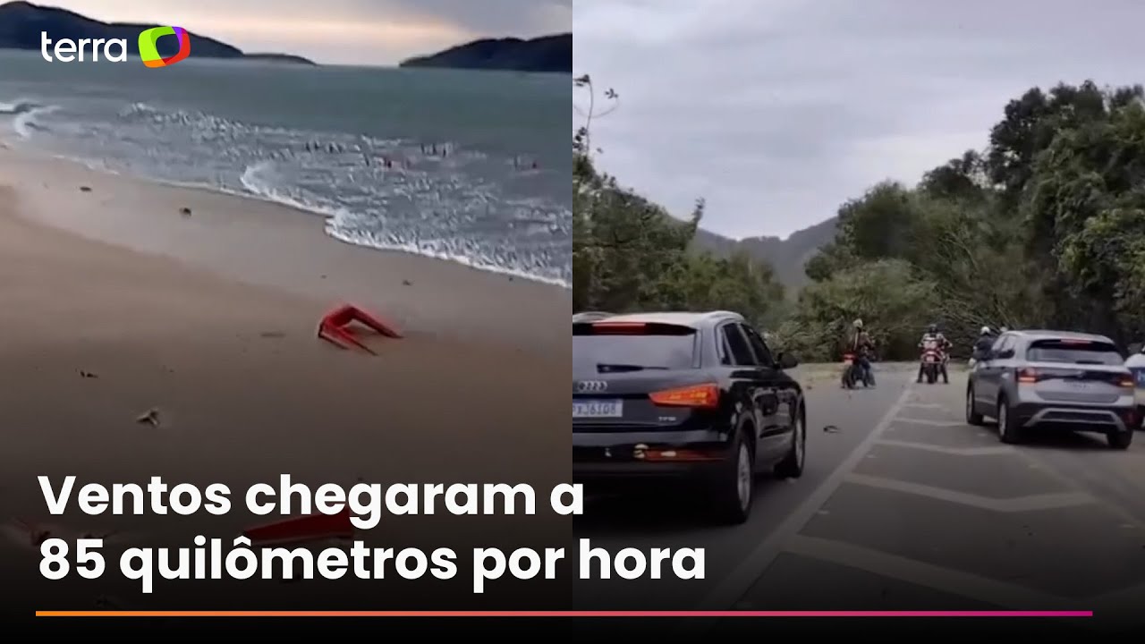 Ventos fortes causam estragos no litoral de São Paulo
