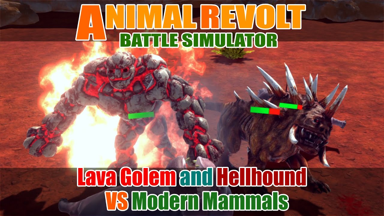 Lava Golem and Hellhound vs Modern Mammals - Animal Revolt Battle Simulator