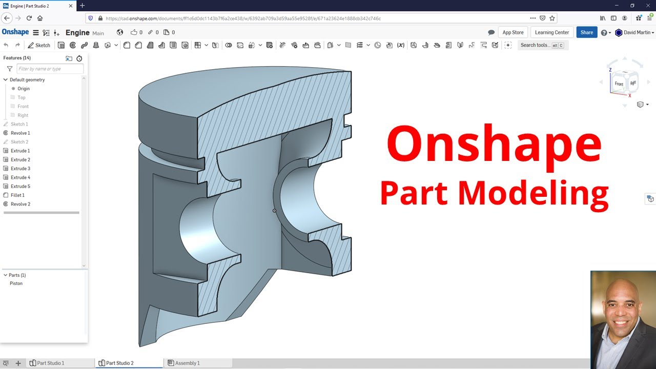 Onshape — Учебное пособие по моделированию деталей — Проектирование поршней
