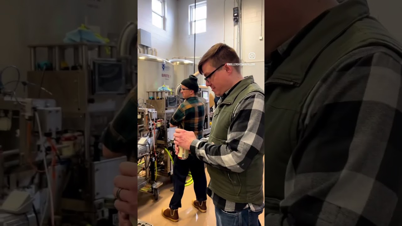 Cans of Wollersheim Old Fashioneds are on the canning line today - Distiller Tom Approved 👍