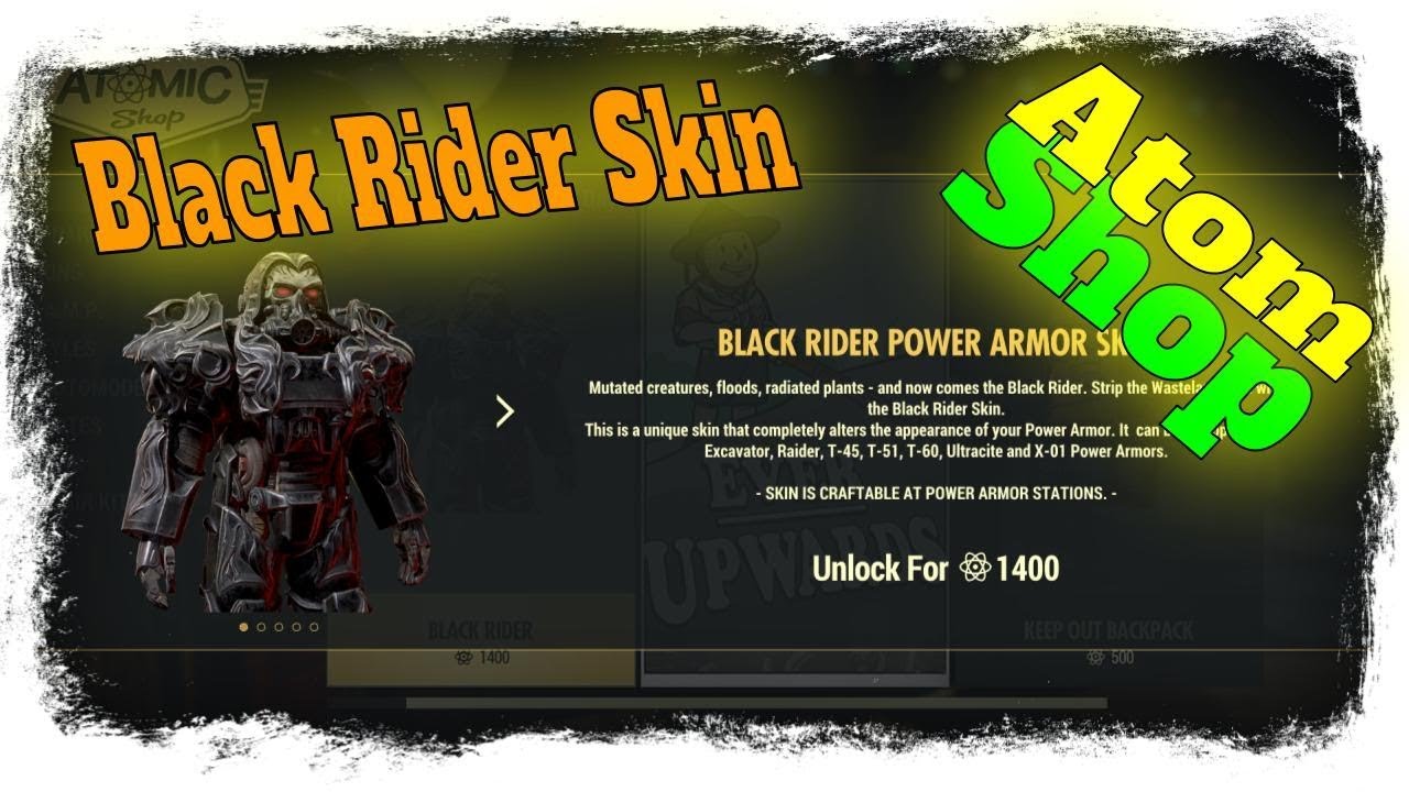 Fallout 76 Atom Shop Today - Limited to buy Black Rider Power Armor Skin & Confetti Pose +more items