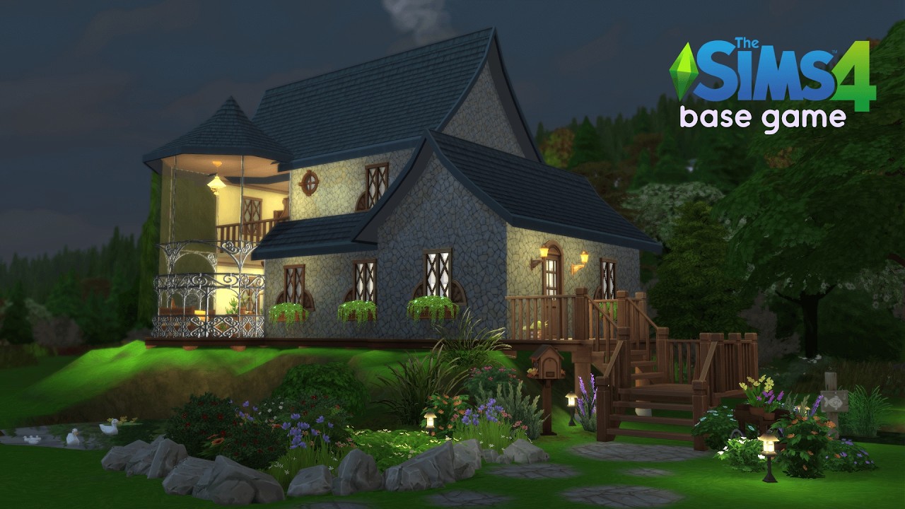 The Sims 4 Base Game Only | Cozy Forest Cottage Speed Build (ASMR) - no commentary, no cc