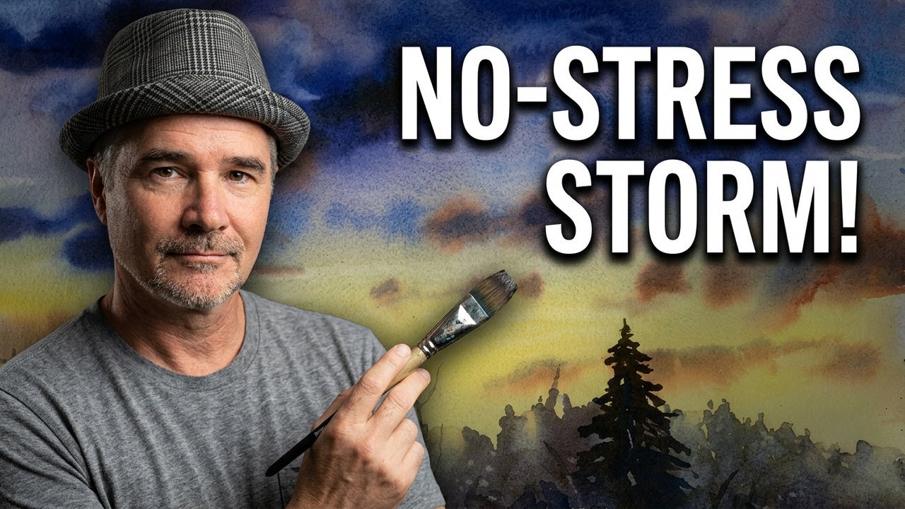 Easy Watercolor Stormy Sky for Beginners