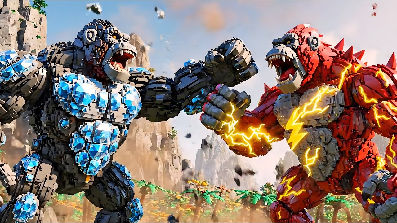 Diamond King Kong vs Thunder Red King Kong – Epic Monster Battle in Lego Jurassic World