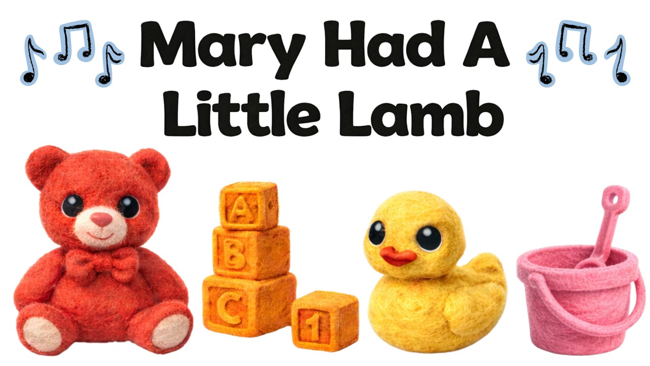 Mary Had a Little Lamb Nursery Rhyme | Color Video for Babies | Instrumental Nursery Rhyme