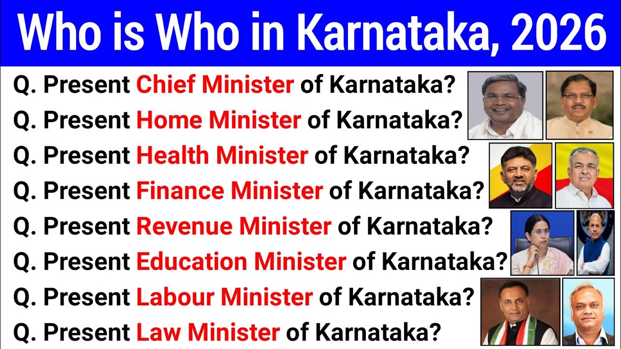 Who is Who in Karnataka, 2026 | Current Minister List of Karnataka Assembly | Latest Current Affairs