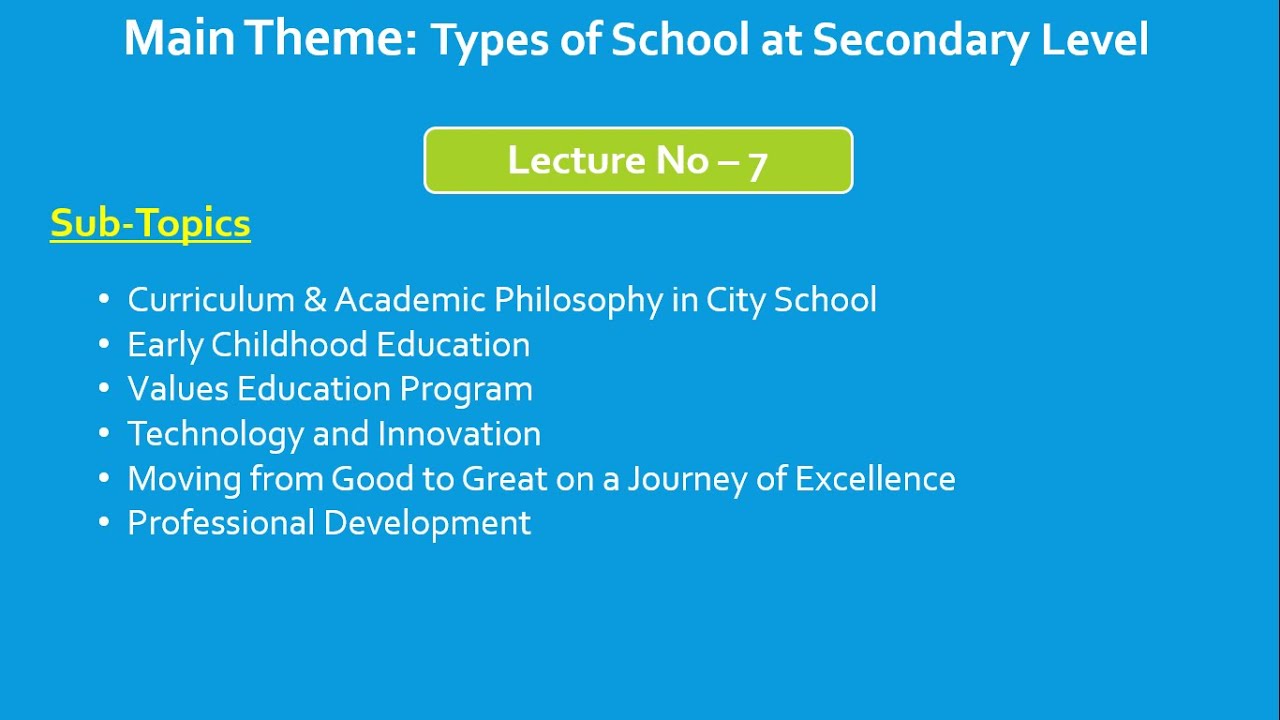 Lecture 7 | Curriculum & Academic Philosophy in City school | ECE |  Professional Development |