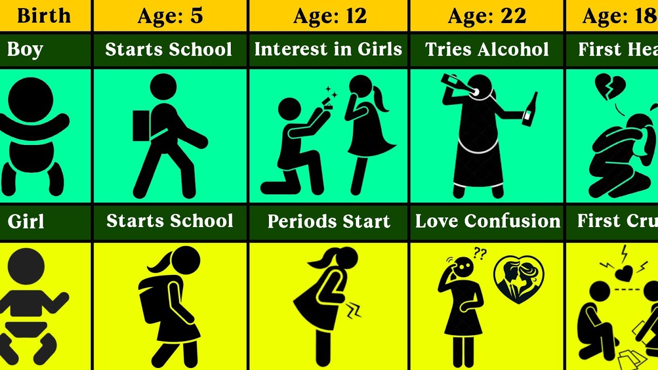 Male vs Female Life Timeline | Age 1 to 60 | Comparison