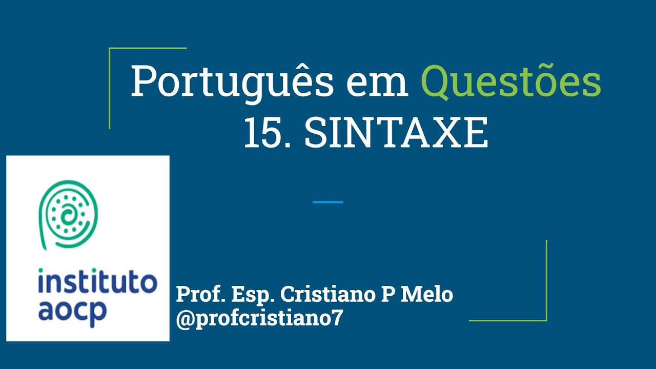Português em Questões -  Instituto AOCP - SINTAXE
