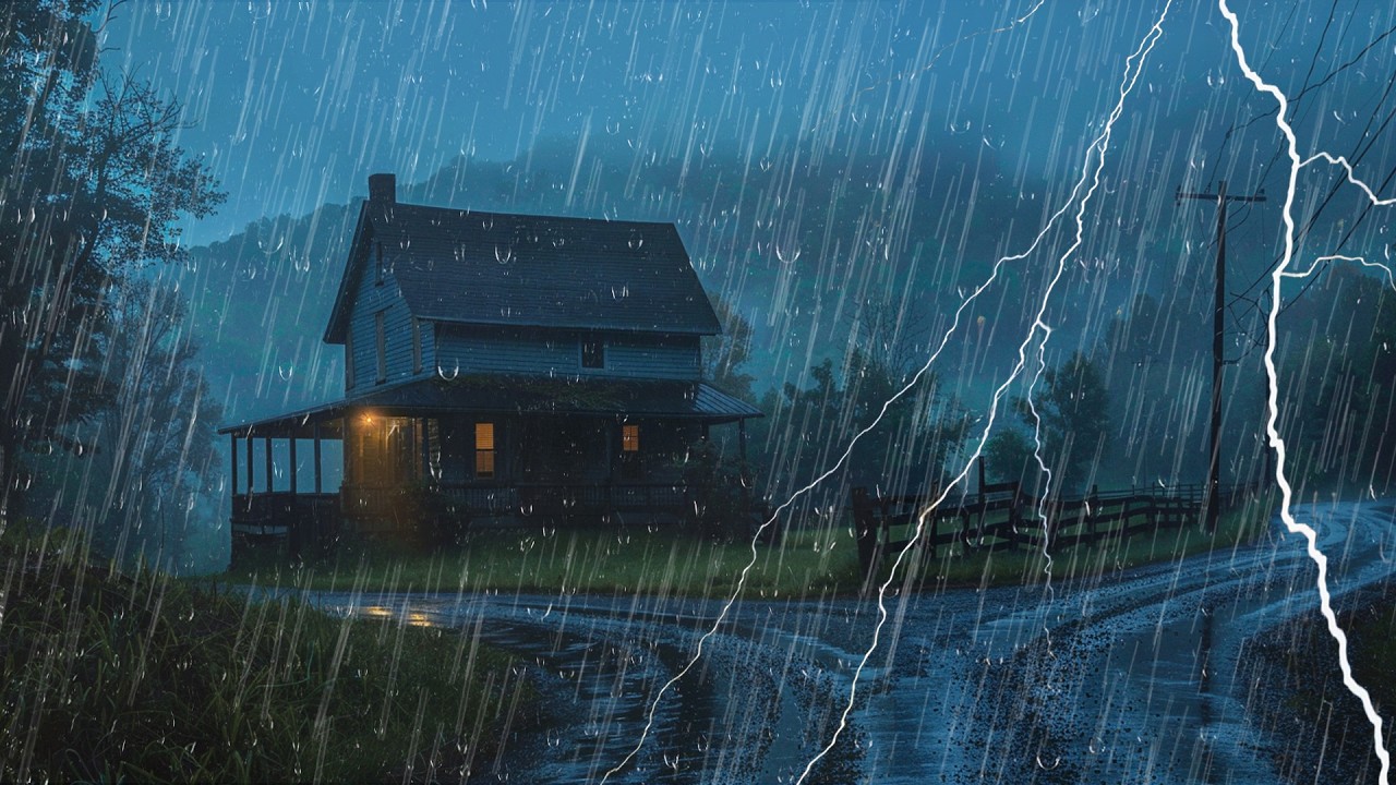 Adiós al Insomnio en 3 Minutos – Lluvia Fuerte y Truenos para Dormir Profundamente