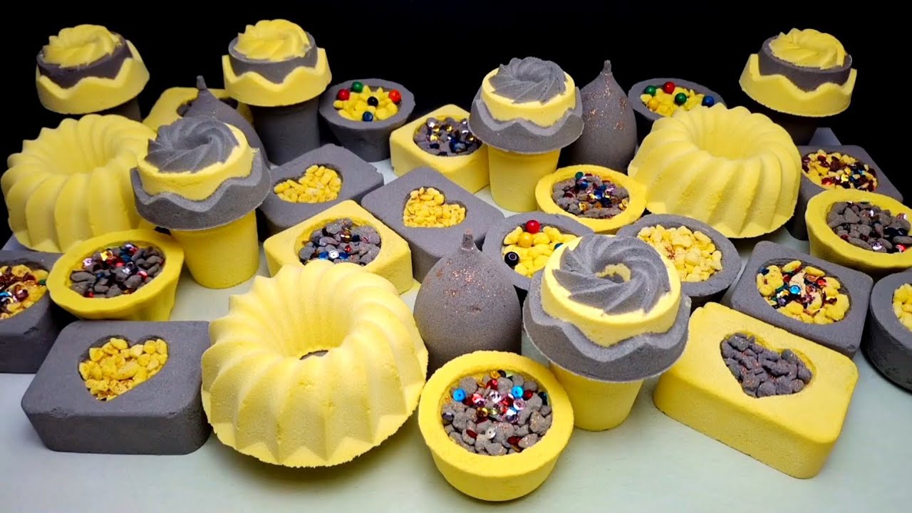 ASMR | crunchy yellow, black baking soda relaxing💛🖤