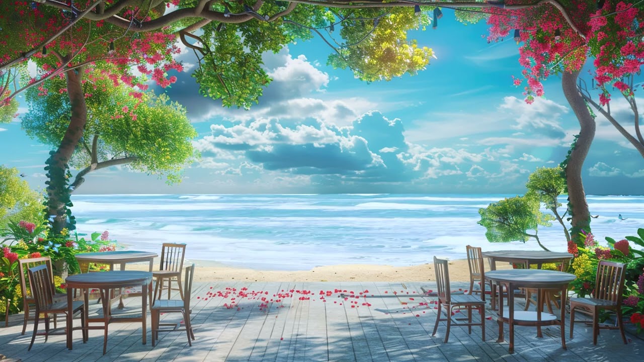 🌺 Coastal Jazz Escapade: Tropical Beach Ambience and Coffee Tunes - Tropical Seaside Cafe Ambience