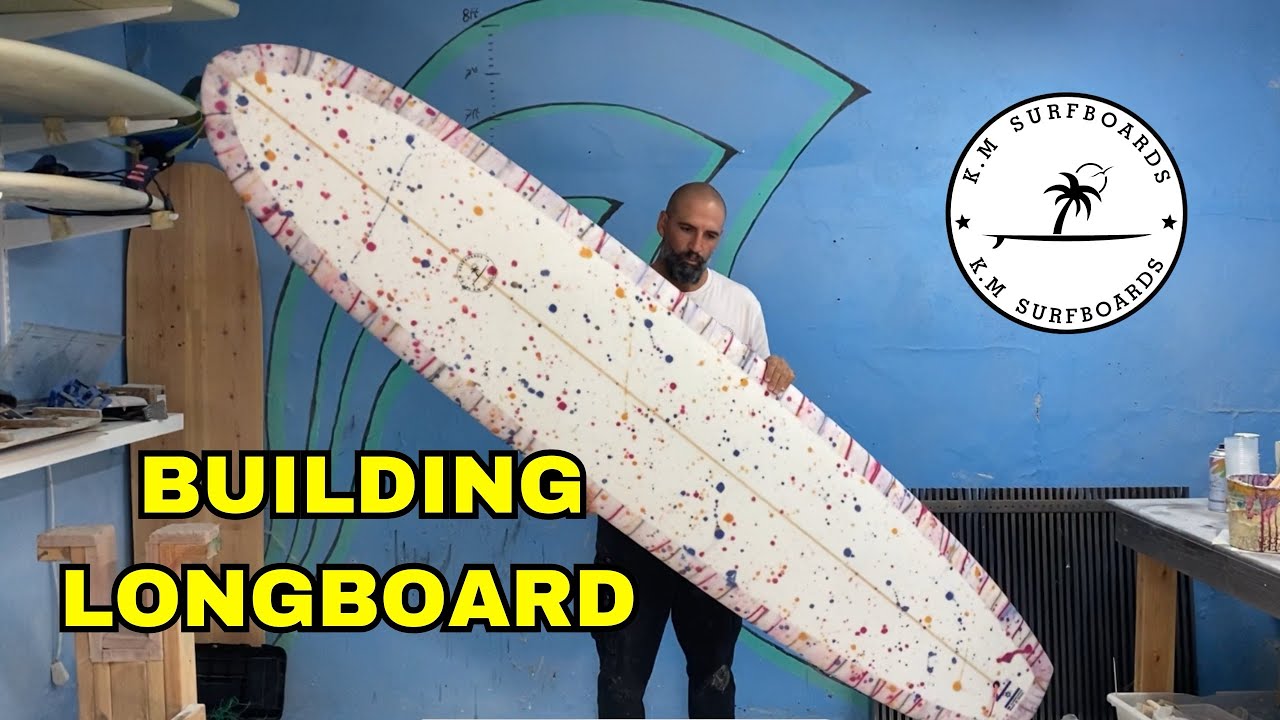 Surfboard Shaping and Glassing | Longboard Build with Resin Art [start to finish]