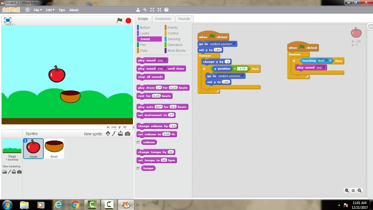 Scratch Programming make Catching Apple Game