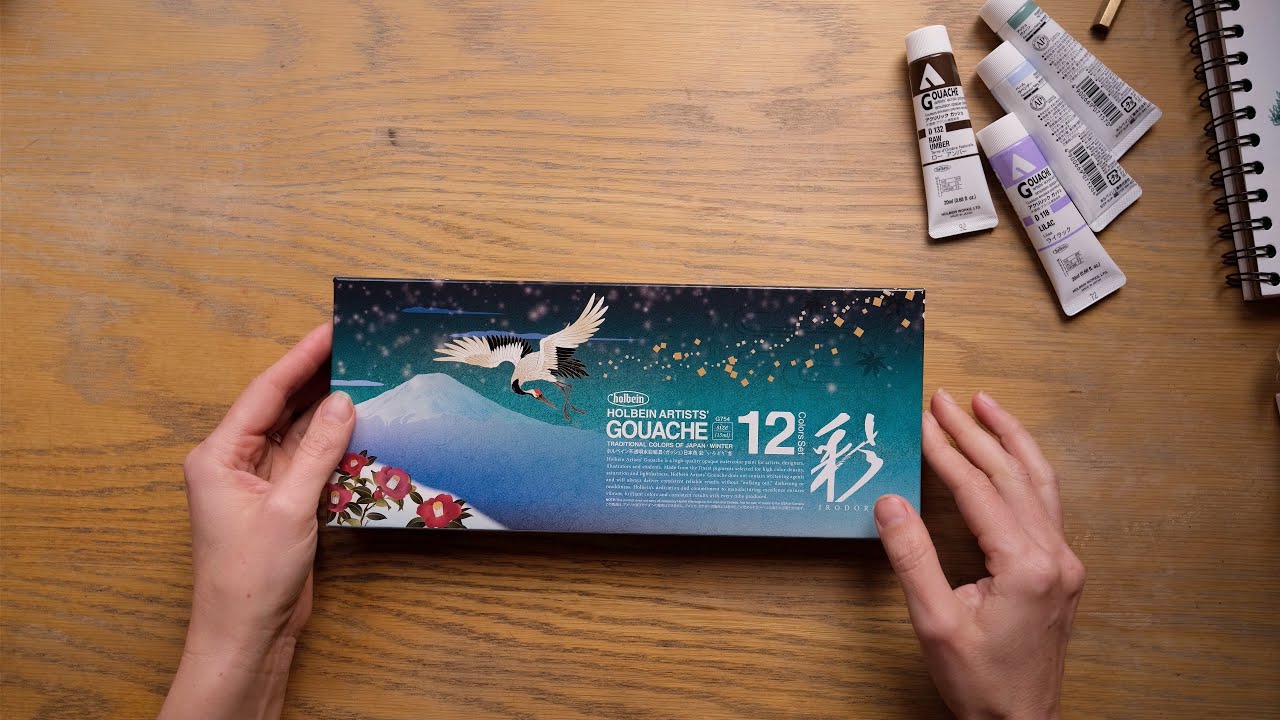 Paint along with me ✨ Unboxing + swatching Holbein Irodori Winter gouache set + Acryla Gouache