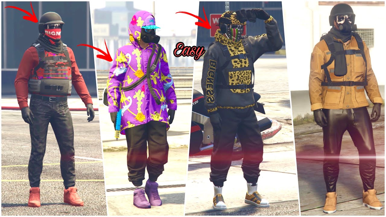 GTA 5 Online 4 Outfits* Using Clothing Glitches* (Tryhard or name whatever you like)*Not modded Fits