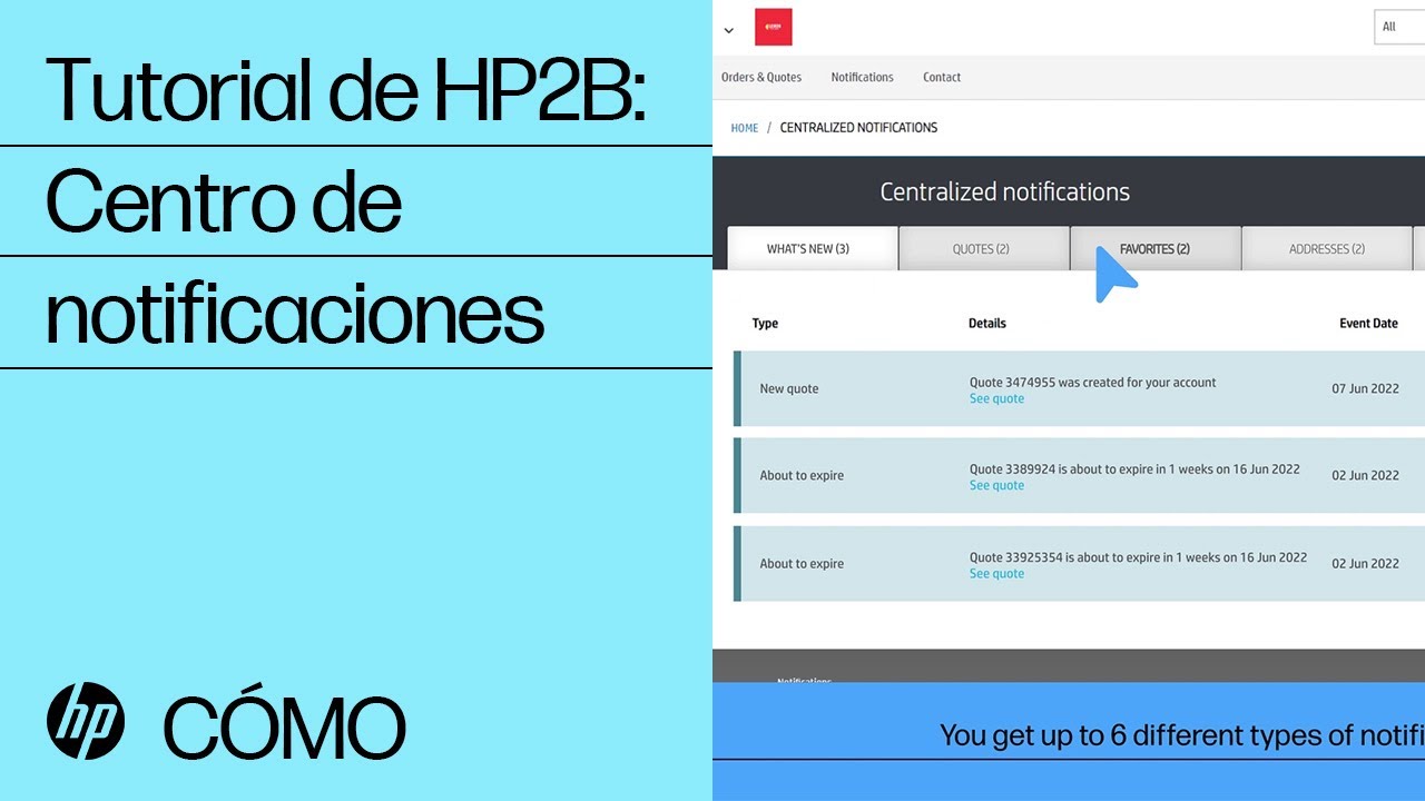 Tutorial de HP2B: Centro de notificaciones | HP2B eCommerce | Soporte HP
