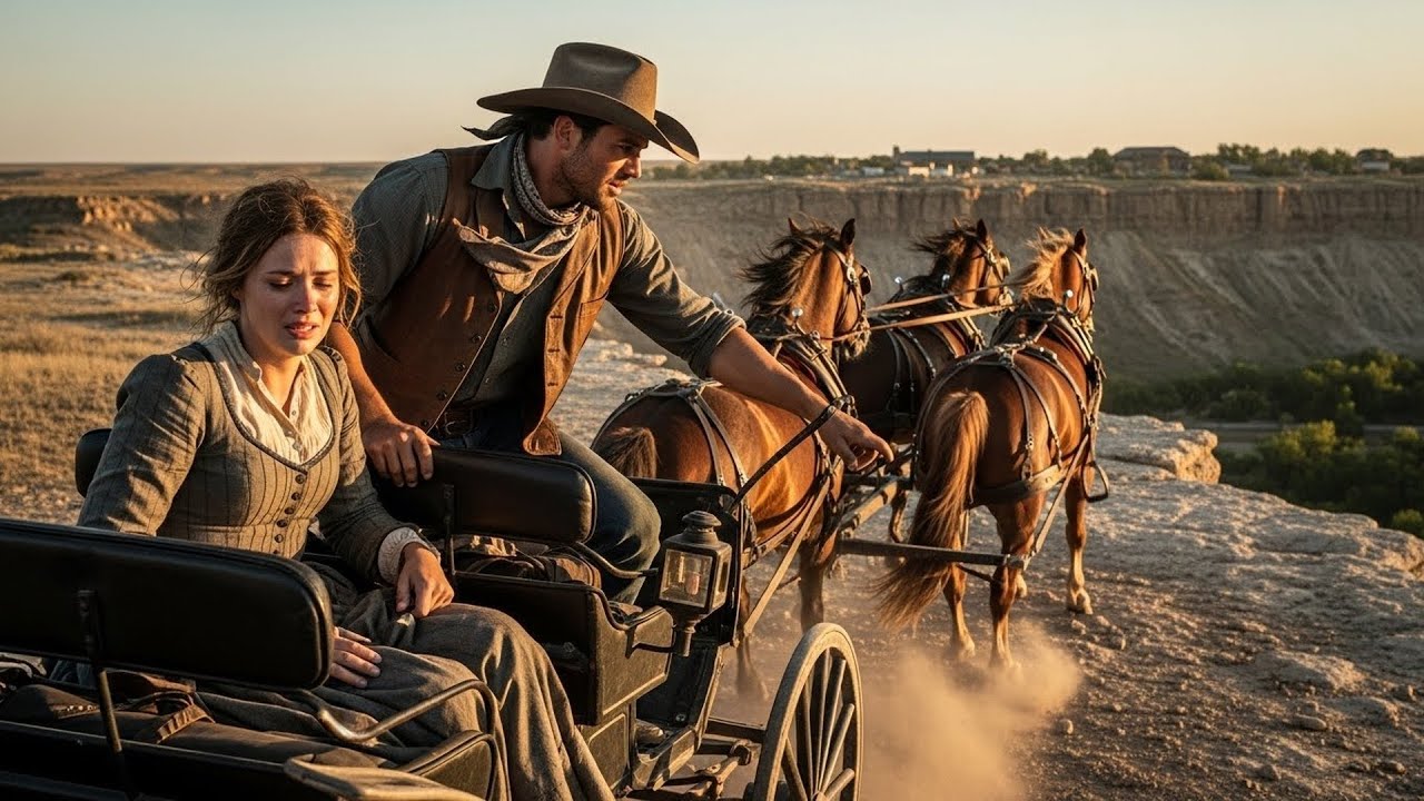 A Woman Was Trapped In A Carriage Heading For A Cliff, The Cowboy Stopped The Horses
