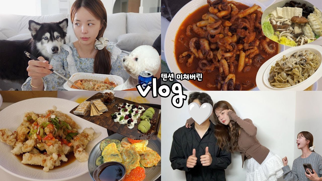 [먹방vlog] 시끄러운 텐션 돌아왔구나 톨태식이 (이벤트있음) _ 쭈꾸미볶음+탕수유린기+완투네 밥상+민속촌데이트+짜장면+막걸리&전+알라프리마+만술냄 집들이