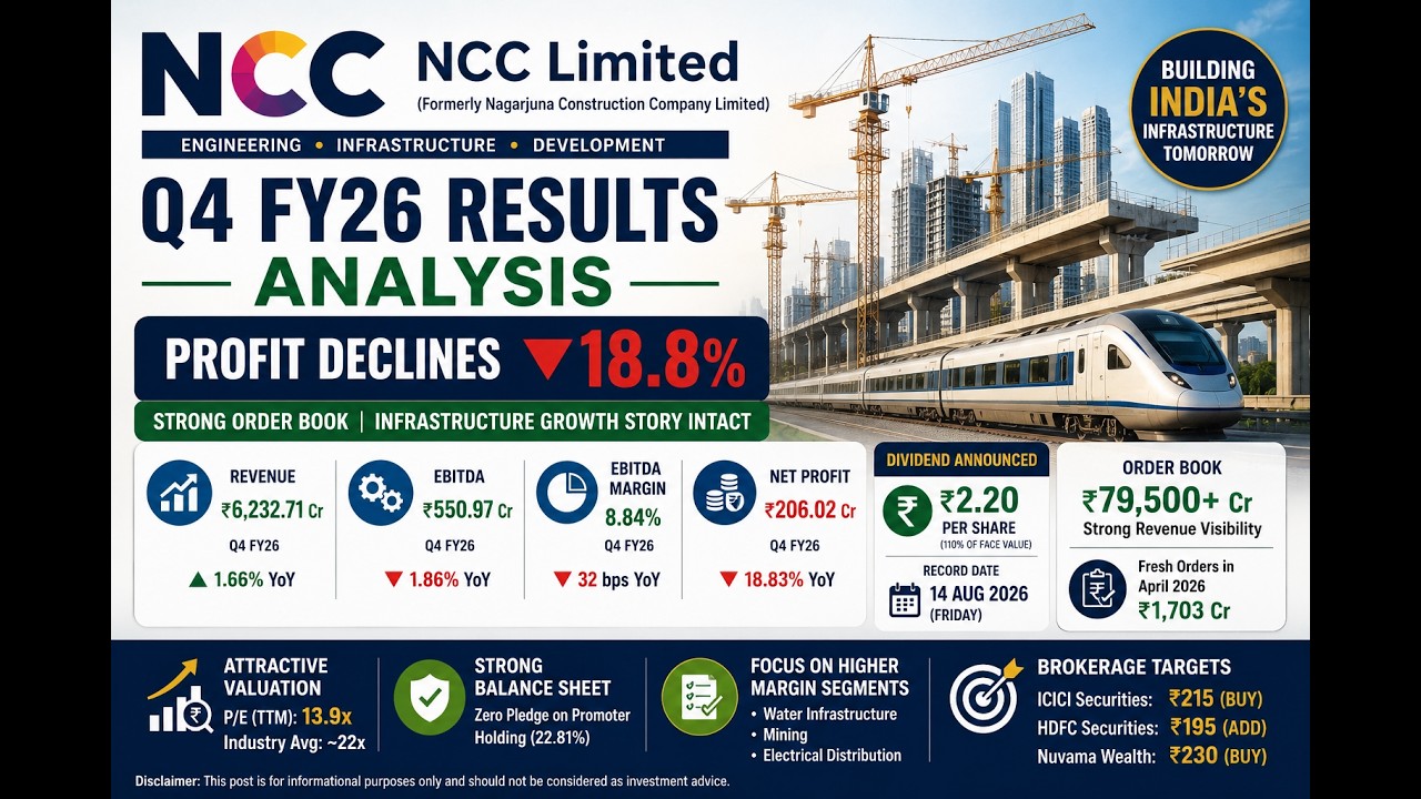 NCC Limited Q4 FY26 Results Analysis | Profit Falls 18.8% | Dividend & Target Price