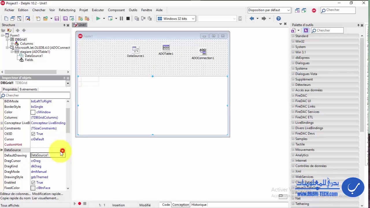 شرح كيفية ربط قاعدة بيانات Access  مع delphi باستخدام ADO connections