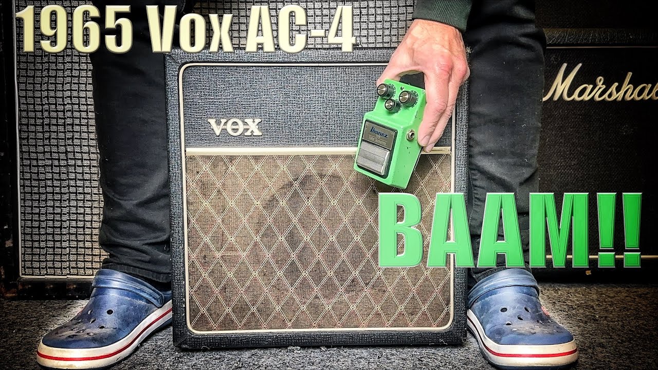 The Original Tiny VOX AC-4 does a killer MARSHALL Stack TONE!!?!