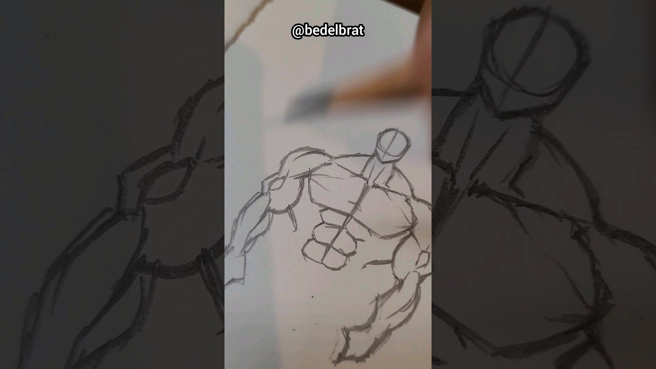 Drawing an UNREALISTICALLY MUSCULAR MALE BODY💀🔥! #anime #anatomy #tutorial