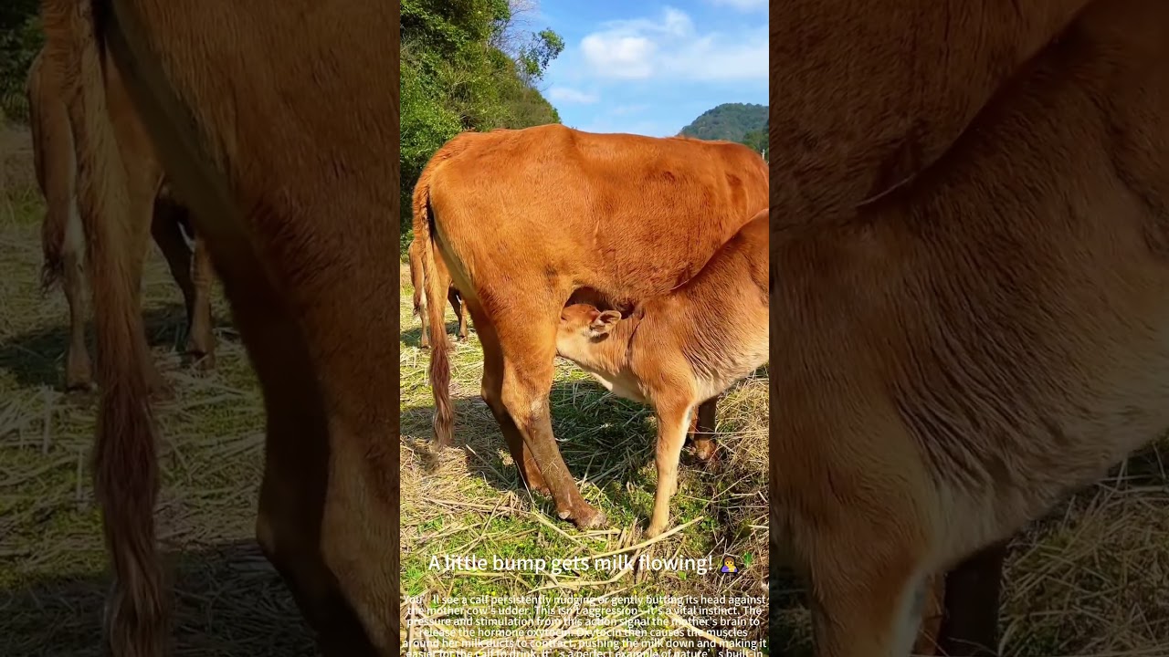 Baby calf's clever milk hack! 🍼✨