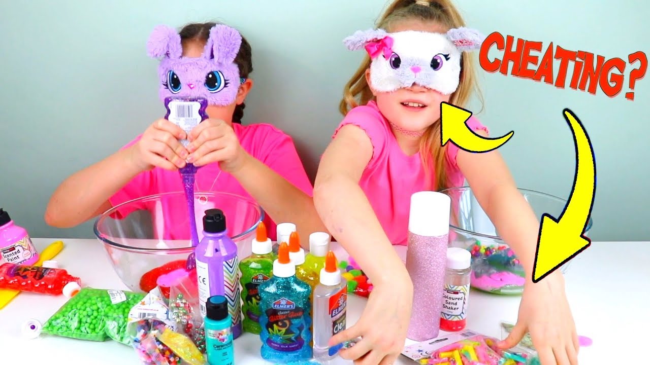 AMELIA CHEATED?? Blindfolded Slime Challenge *Dad Pranks*