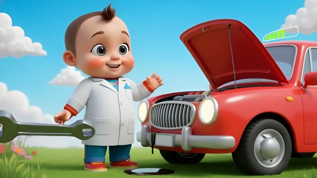 The Sick Little Car & Baby Doctor Rhyme Kids | Vehicle Song Nursery Rhymes Fun Baby Learning Music