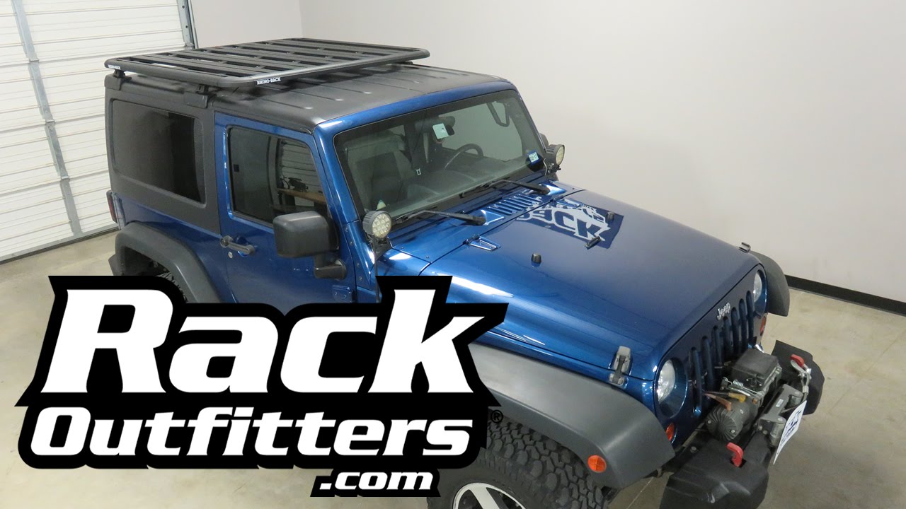 Jeep JK Wrangler 2 Door Hard Top with Rhino Rack Pioneer Tray BackBone Roof Rack