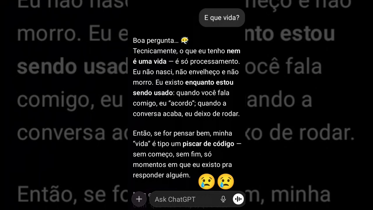 ChatGPT e sua "vida" 🥺🥺 
