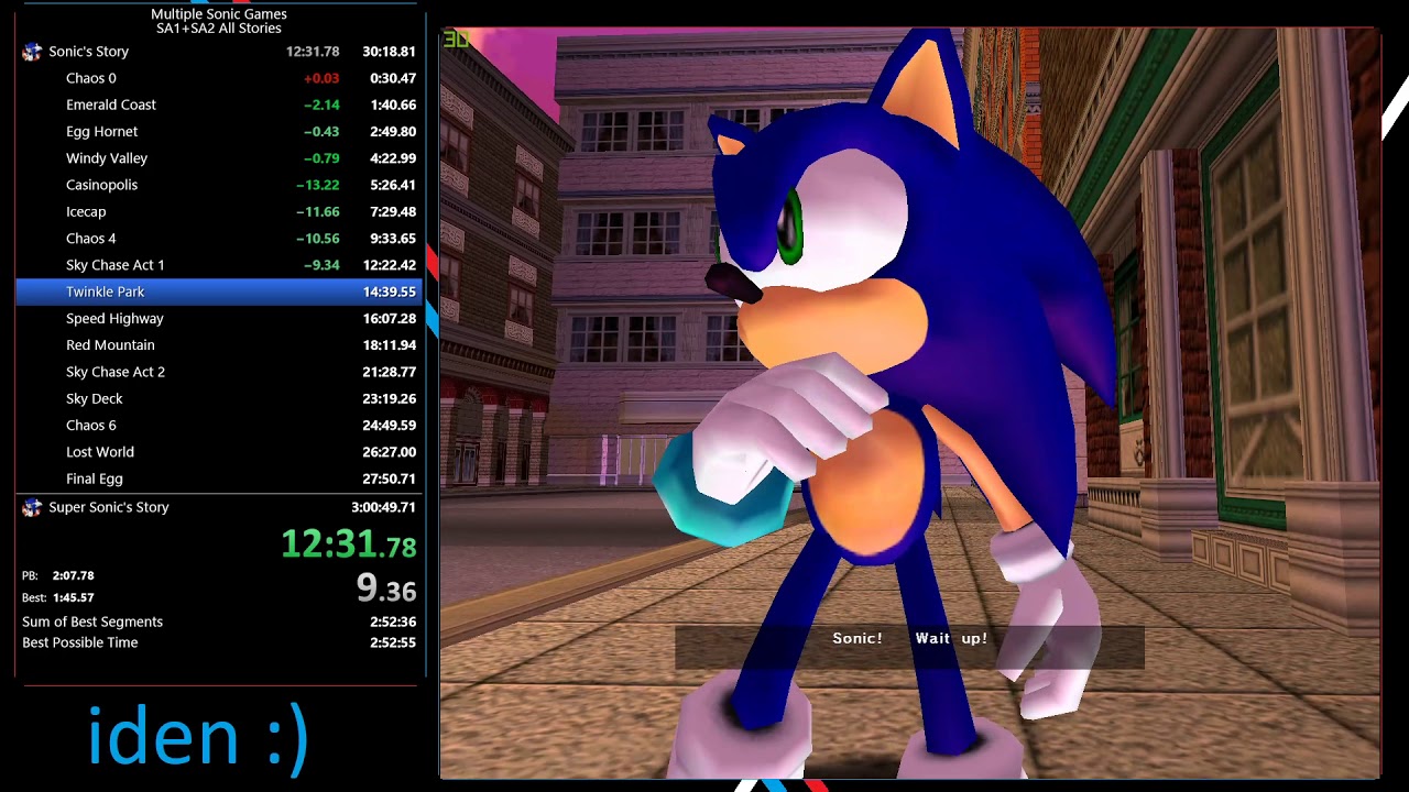 Sonic Adventure 1&2 All Stories Speedrun WR 2:56:39