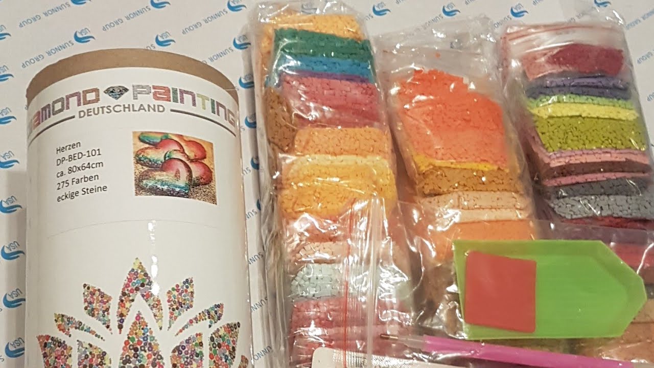 Unboxing Diamond Painting Deutschland - Bunte Steinherzen