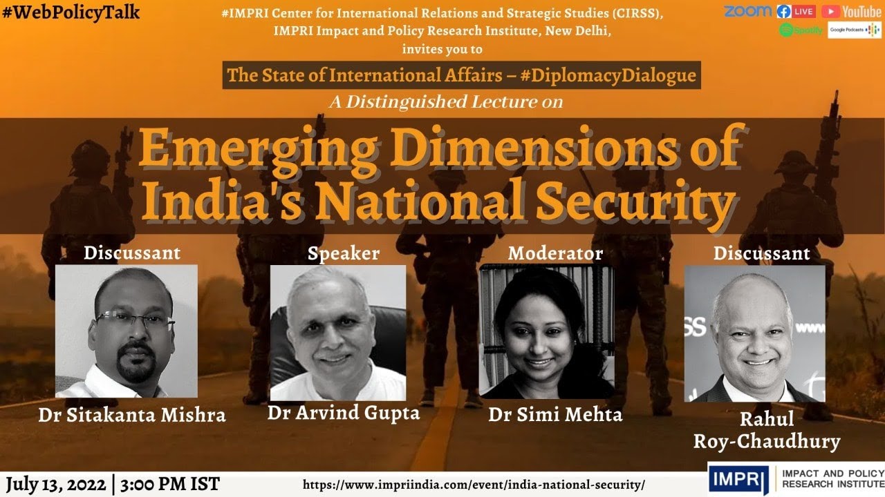 Distinguished Lecture | Dr Arvind Gupta | Emerging Dimensions of India's National Security | Live