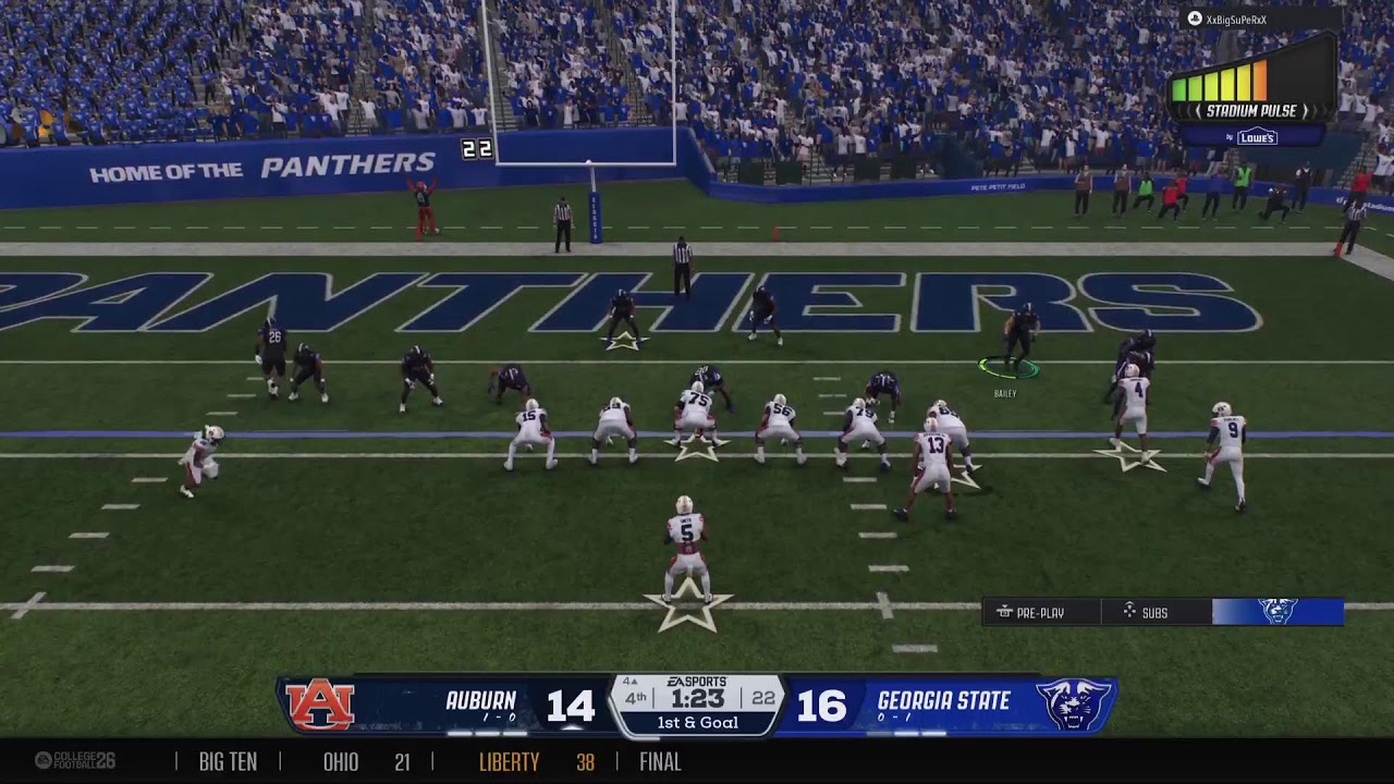 NCAA CFB26 College Madness 2026 Season Week 2, Auburn vs Georgia State.