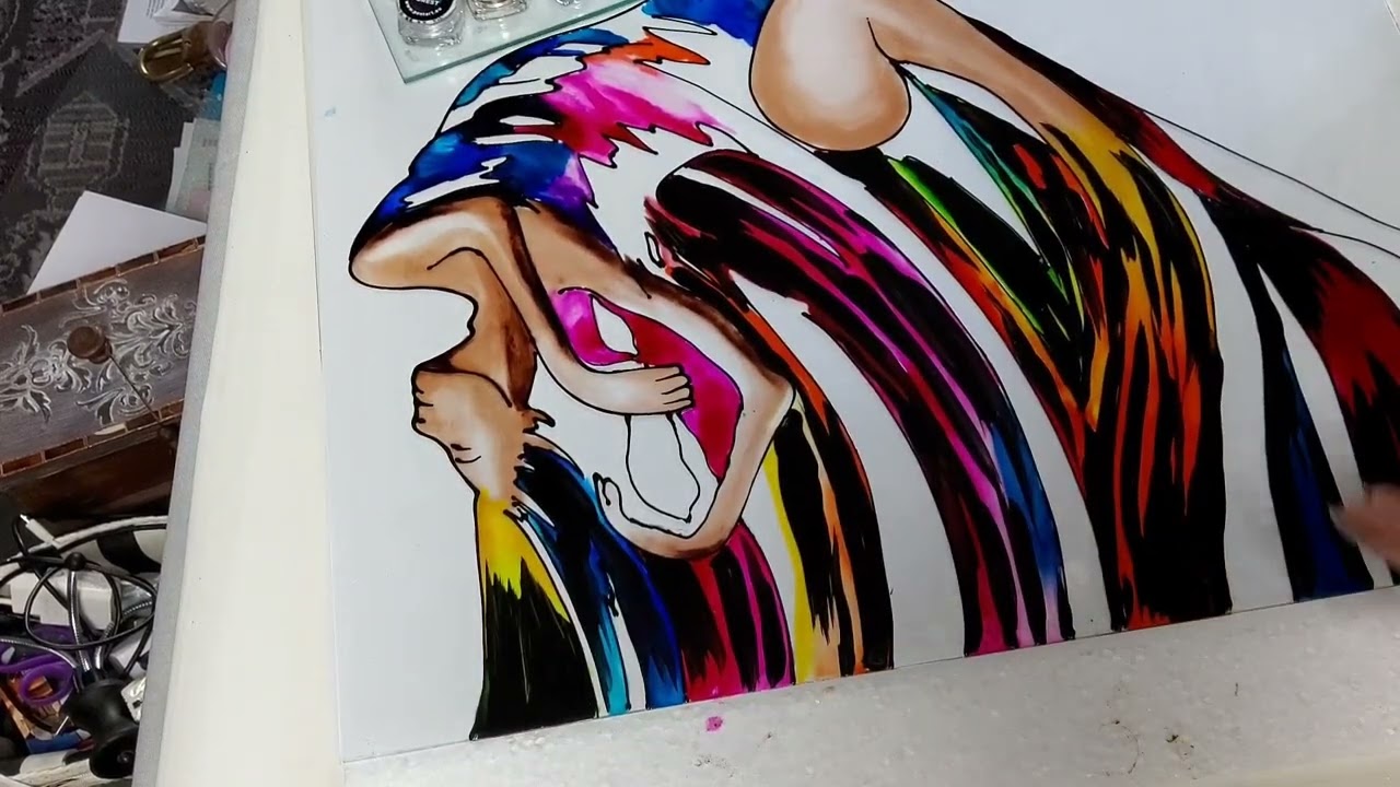 Glass painting tutorial. Rub- on Pigment.