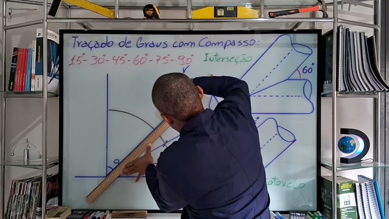 # Aula 28 # Curso de Caldeiraria Básico Gratuito- Traçando Graus no Compasso 15°-30°-45°-60°-75°-90°