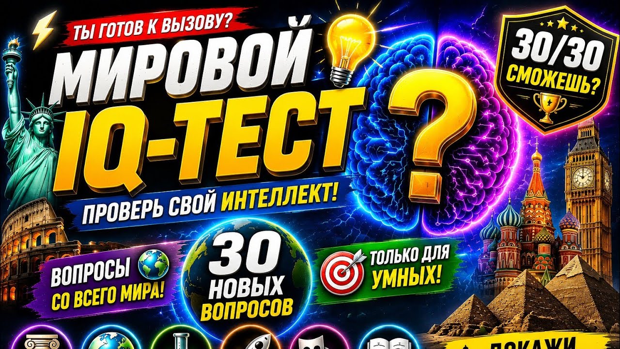 🔥 МИРОВОЙ IQ-ТЕСТ! Только Самые Умные Смогут Набрать 30/30 🧠🌍 | Викторина №30-86