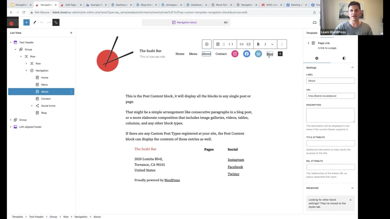 Using the navigation block